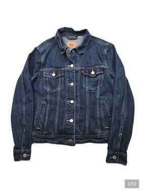 Levi's Denim Jacket Womens Small Blue Classic Dark Wash Trucker‎ Style